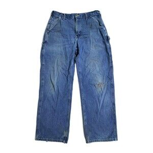 Carhartt Carpenter Jeans Mens 34x30 Utility Denim Pants Dungaree Fit B13DST